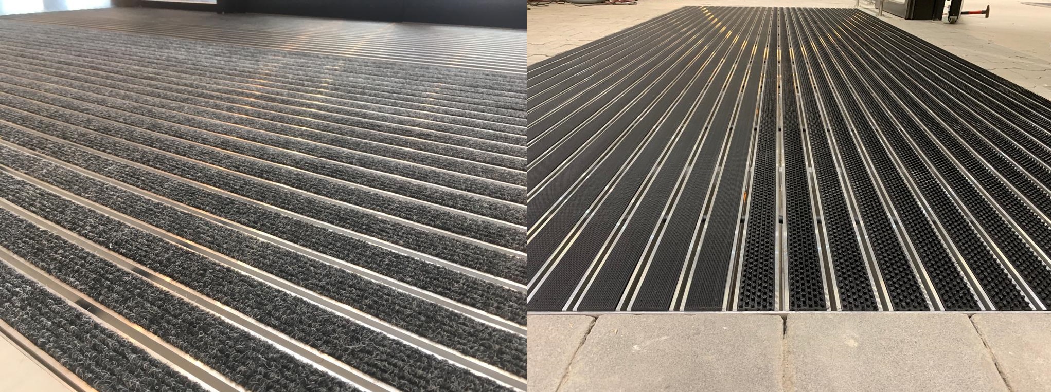 Recessed entrance mats - The surface of the floor perfectly matches the doormat.