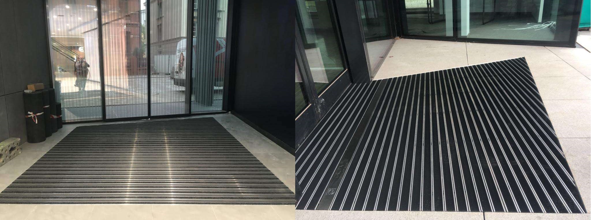 Here is a colorful and custom-designed entrance mat that is being used in a vibrant retail store to effectively manage pedestrian traffic.